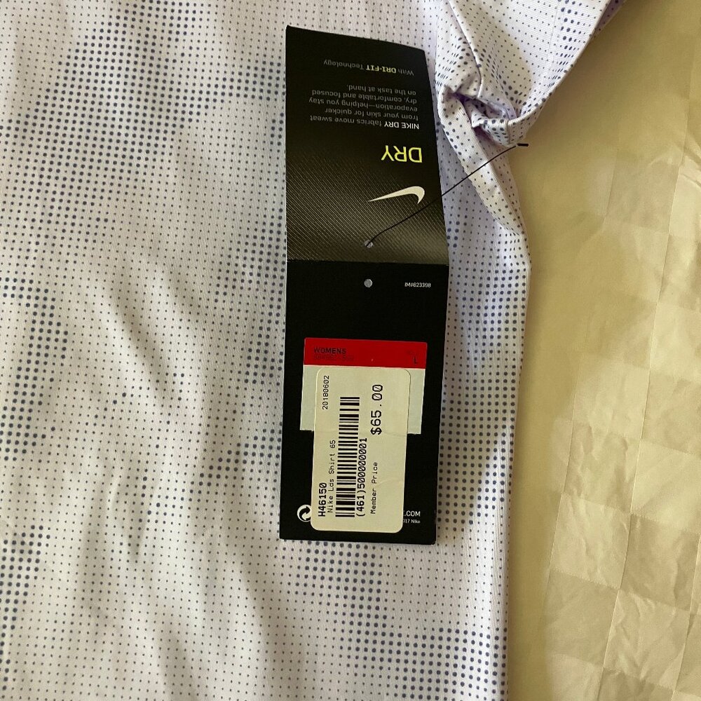 Women's Nike Golf Polo Dry fit Shirt/Top/Blouse Grey/White clr Short slvs Size L - Picture 4 of 12